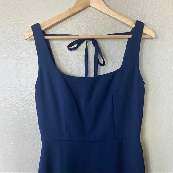 Hayley Blue Paige Tie Back Crepe Evening Dress - Picture 3 of 6